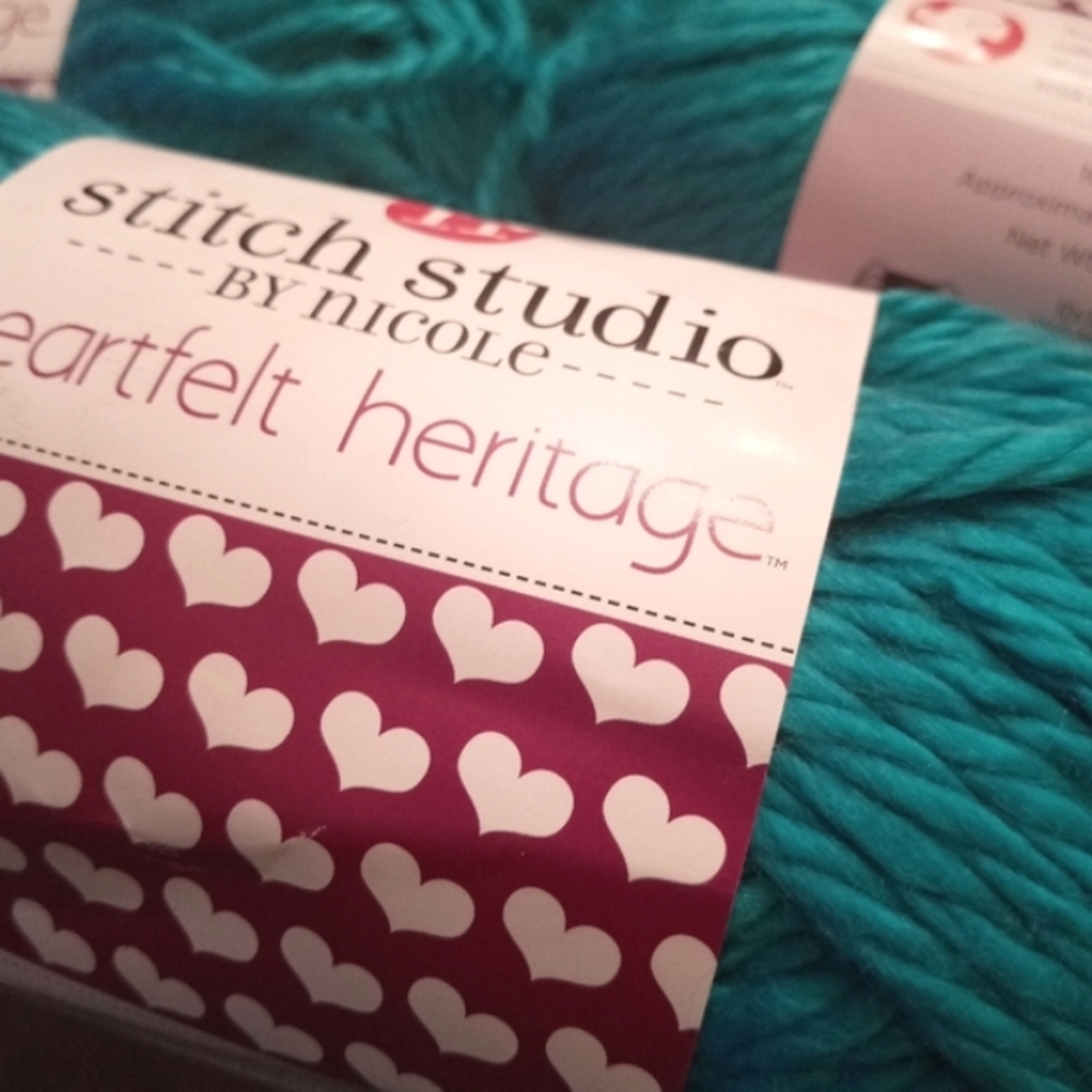 3 Skeins of Heartfelt Heritage Yarn in Bluebird Blue, Stitch Studio by Nicole